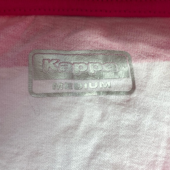 EUC, Kappa Women’s White & Pink Striped, Button Collar Cropped Top Size M - Picture 7 of 12